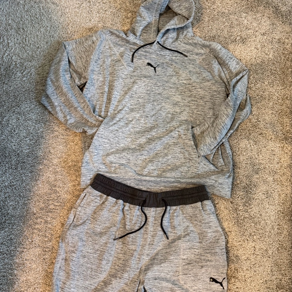 2pc Puma Heather Gray Sweatsuit XL